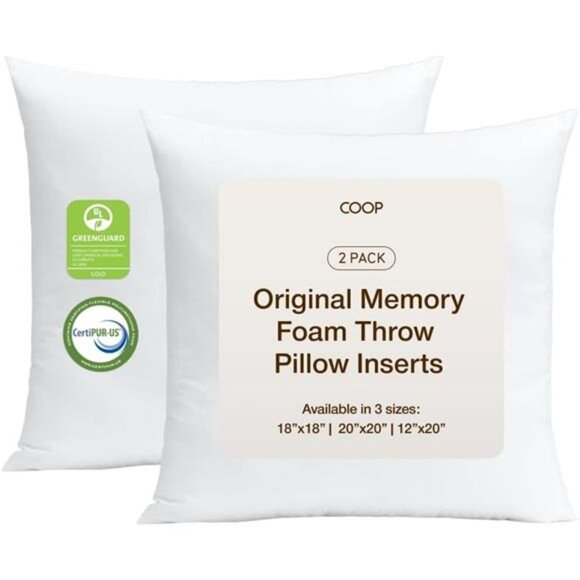Home Goods Original Adjustable Throw Pillow Inserts Pack of 2 White